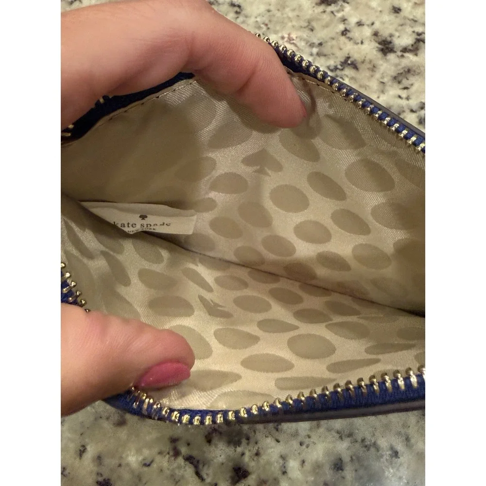 Kate Spade New York Cobalt Blue Zippered Wristlet Pouch Purse